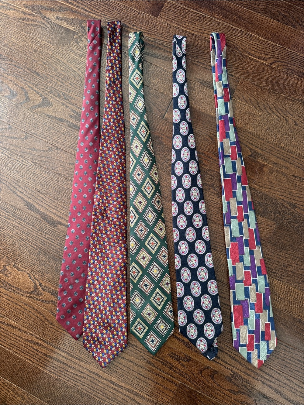 Joseph A. Banks Men's Patterned Neckties (5) - Classic Solid and Motif Design